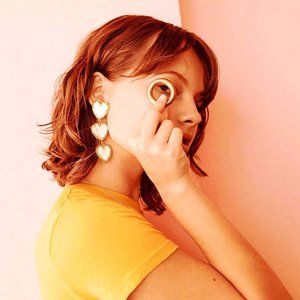 Cute White Heart Statement Drop Earrings